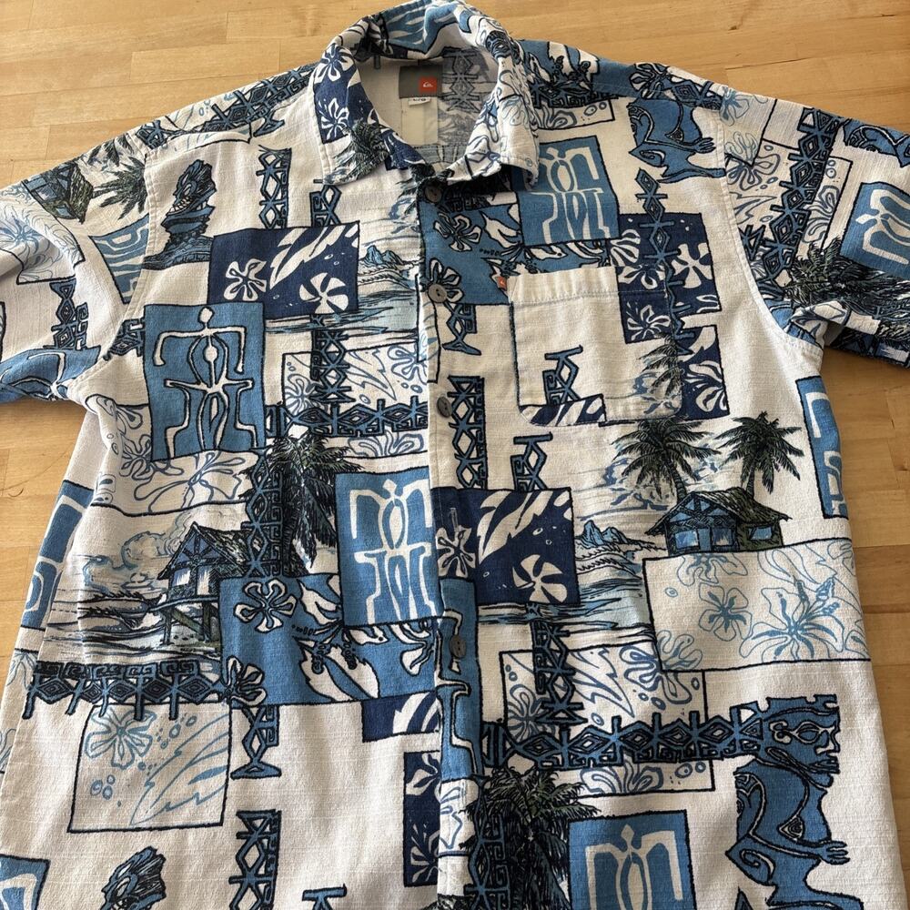 Vintage Quicksilver Hawaiian Button Shirt Size Large